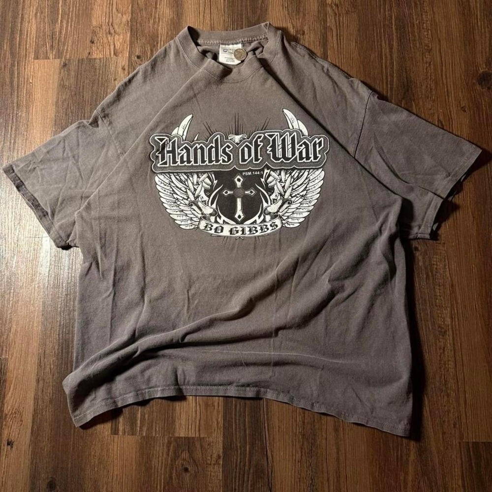 Hands of War Bo Gibbs Boxing‎ Graphic T-Shirt Mens XL Gray Christian MMA Y2K